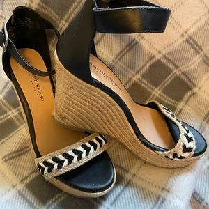 Black and white wedge sandal